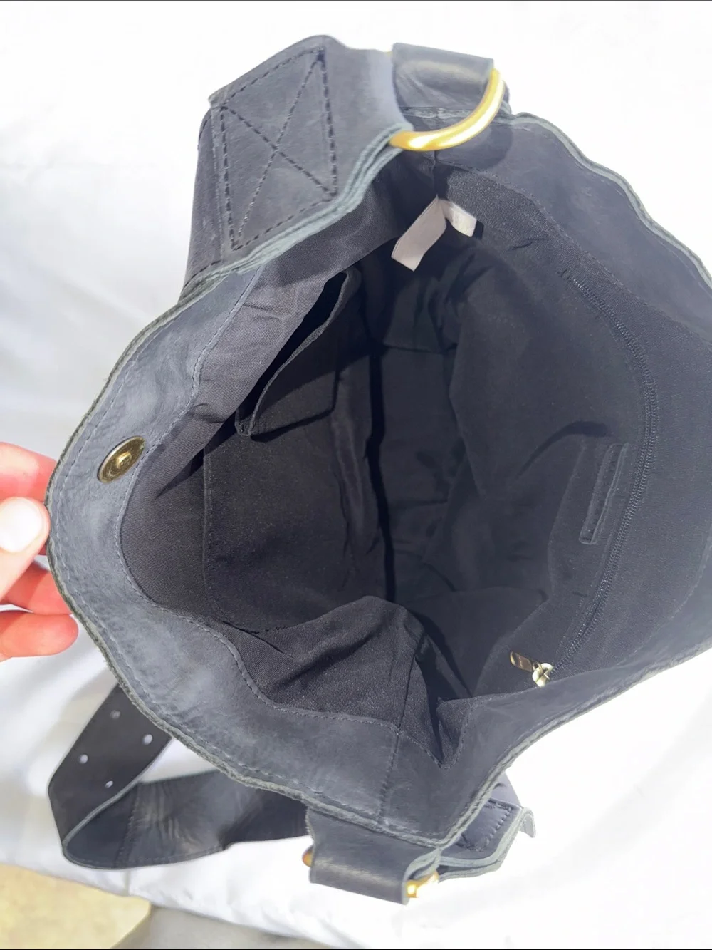 Artisan Ny Black Leather Hobo with Gold Stud Accents